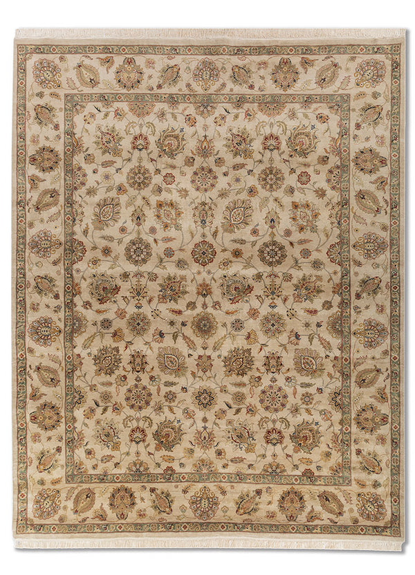 gulmarg  hand knotted pure silk Rug light ivory/light ivory rectangle