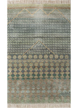 hand knotted silk Rug medium sea green/aqua foam rectangle