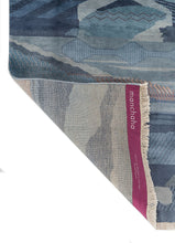 hand knotted silk Rug medium sky blue/indigo blue rectangle