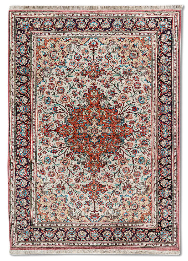 gulmarg Jaipur Rugs hand knotted pure silk Rug orange mandarin/natural cream rectangle
